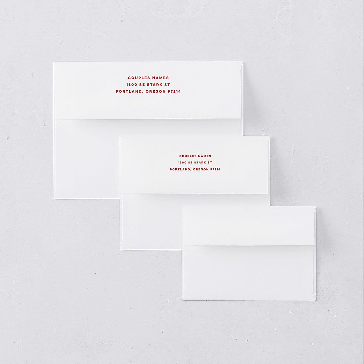Adventure Icon Rehearsal Dinner Invitation Envelopes White Standard Ruby Both Recipient and Return Addresses Signature