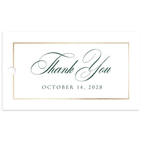 Timeless Frame Favor Gift Tags Gold Dark Green Signature