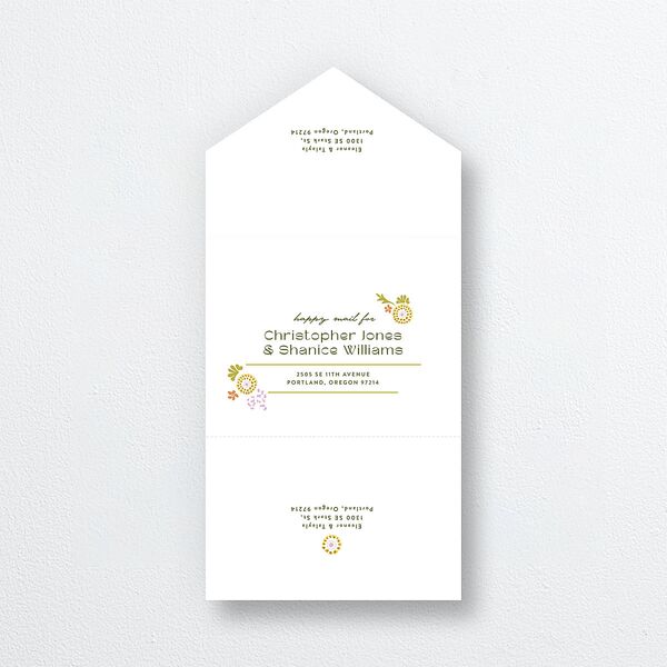Wildflower Nouveau All-in-One Wedding Invitations Dark Camo Signature Light Both Recipient and Return Addresses No