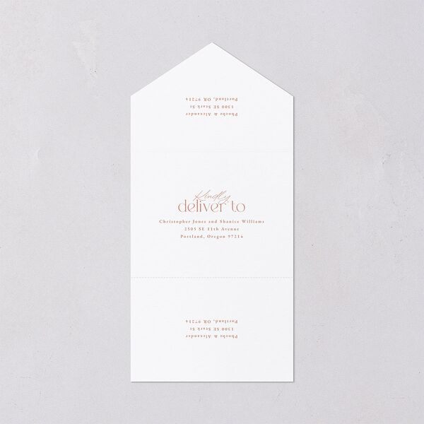 Striking Scene All-in-One Wedding Invitations Dusty Rose Signature Light Both Recipient and Return Addresses No