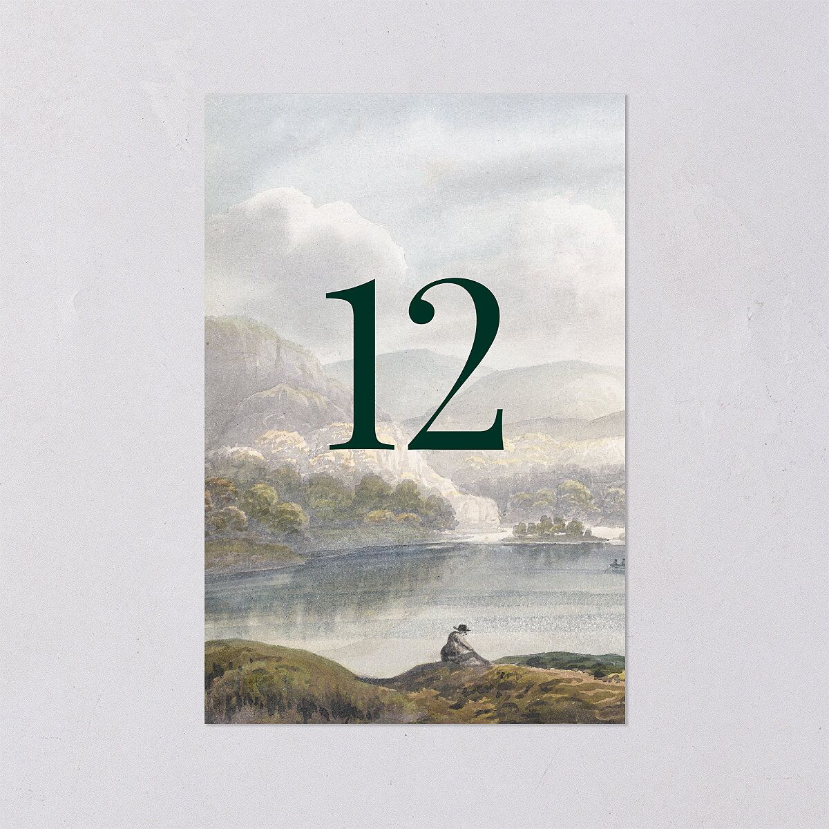 Vintage Landscape Table Numbers Dark Green Signature