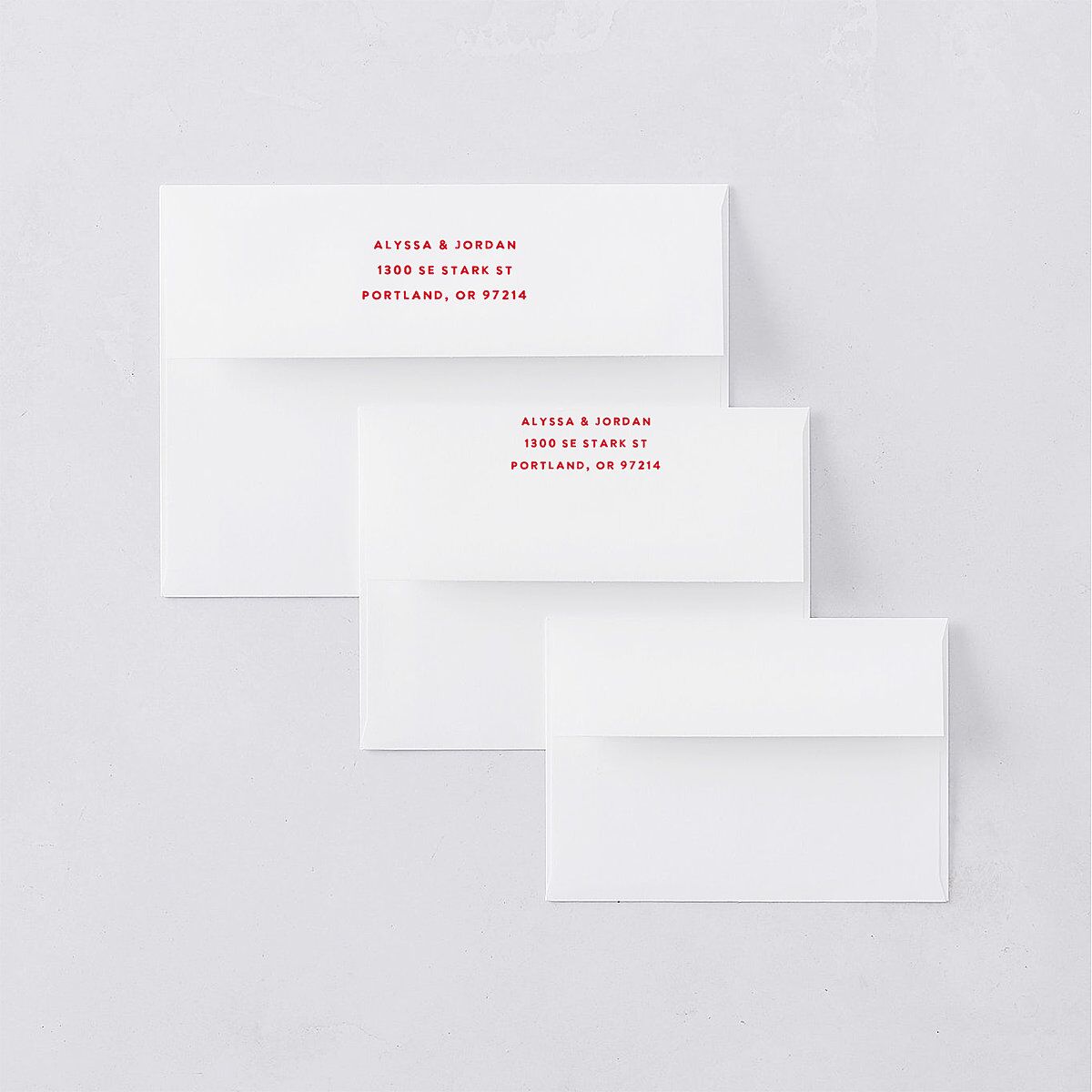 Hand Drawn Las Vegas Hearts Save the Date Magnet Envelopes White Crimson Both Recipient and Return Addresses Signature Standard