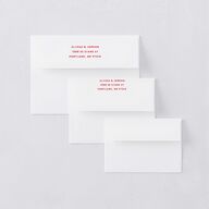 Hand Drawn Las Vegas Hearts Save the Date Magnet Envelopes White Crimson Both Recipient and Return Addresses Signature Standard