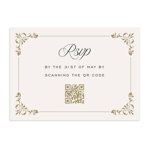 Old Money QR Code RSVP Cards Champagne Signature Standard