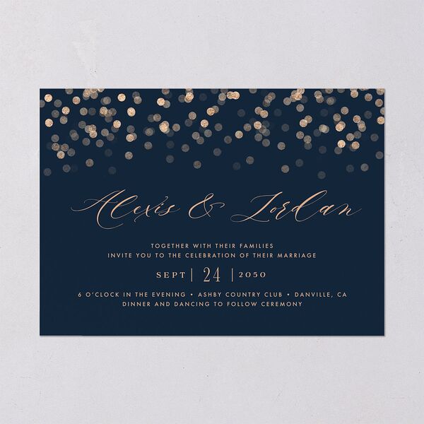 Elegant Glow Wedding Invitations Navy Signature Blank No Standard