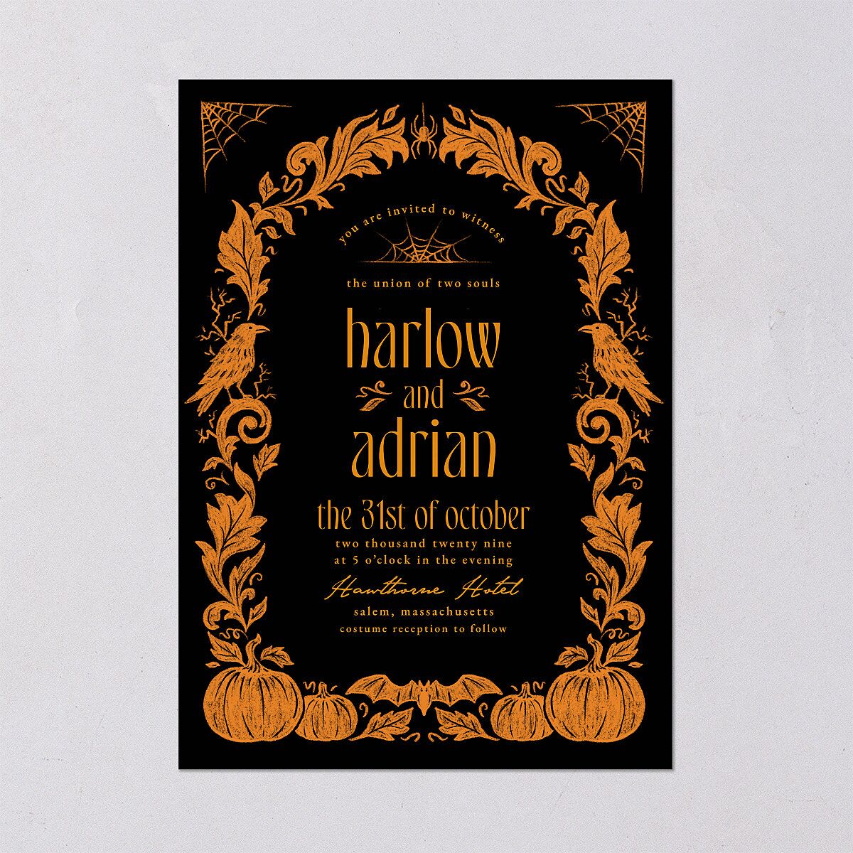 Spooky Halloween Nouveau Wedding Invitations Pumpkin Signature Blank Standard No