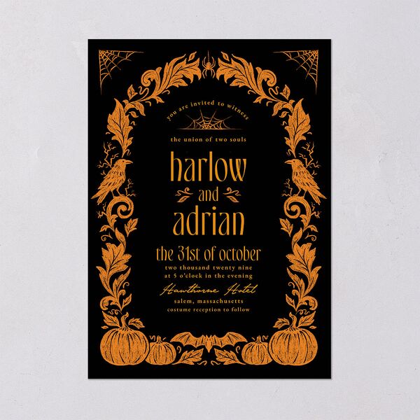 Spooky Halloween Nouveau Wedding Invitations Pumpkin Signature Blank Standard No