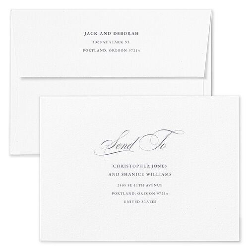 Gilded Wreath Rehearsal Dinner Invitation Envelopes Kraft Dusty Blue Return Address Signature Standard