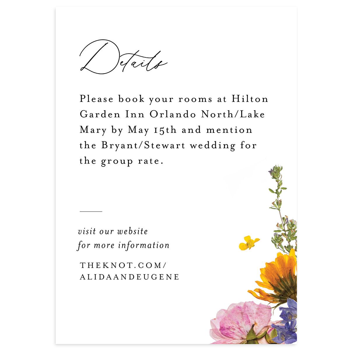 Pressed Flowers Wedding Enclosure Cards