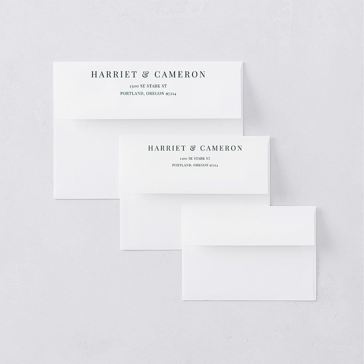 Vintage Landscape Save The Date Card Envelopes White Dark Green Both Recipient and Return Addresses Signature Standard