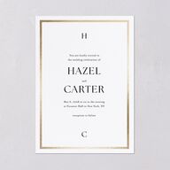 Simple Frame Wedding Invitations Gold Pure White Signature Blank No Standard