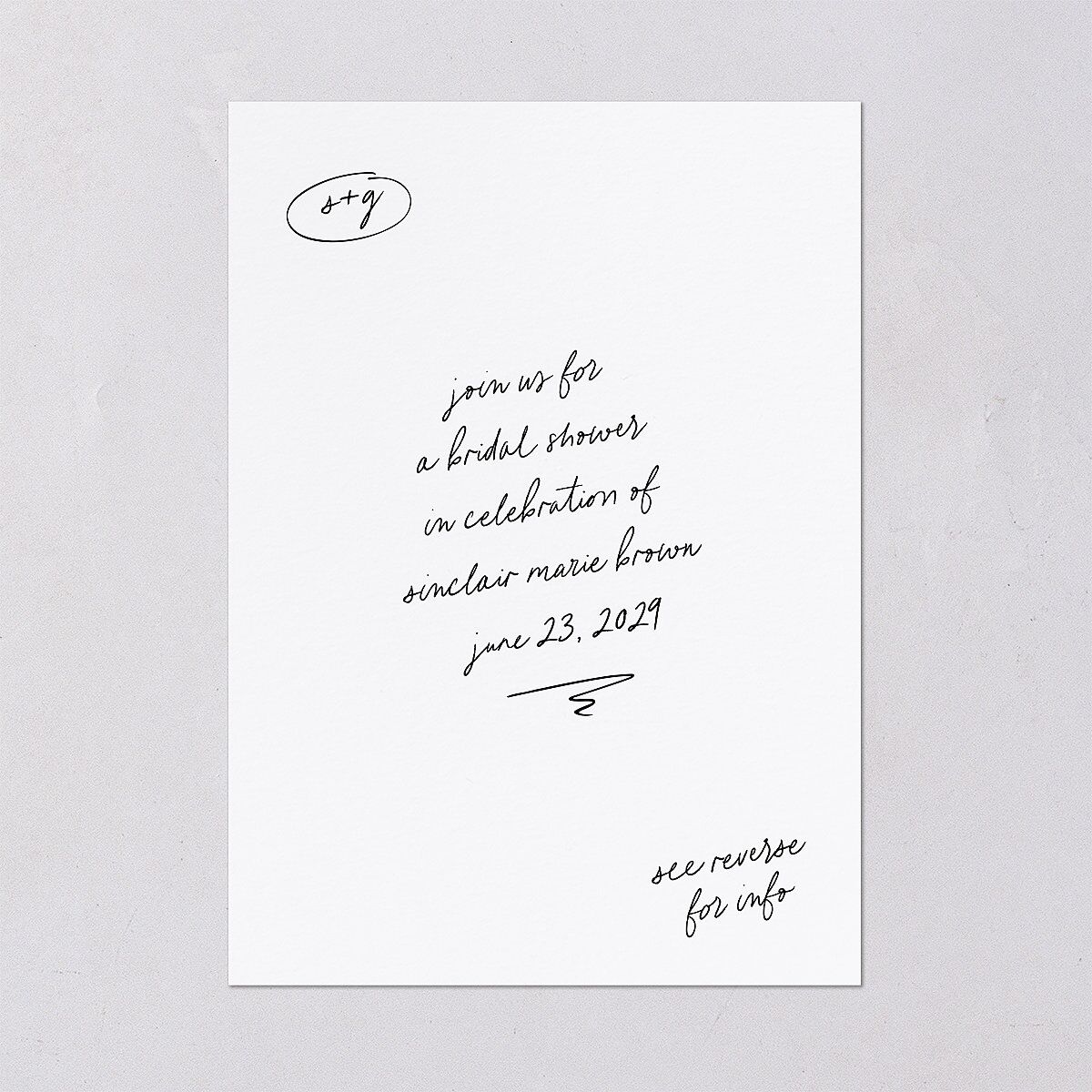 Sunny Day Modern Script Bridal Shower Invitations Pure White Signature Blank Standard