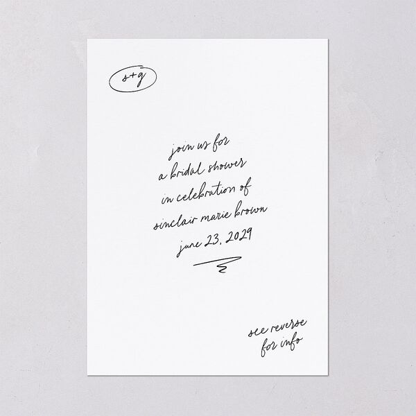Sunny Day Modern Script Bridal Shower Invitations Pure White Signature Blank Standard