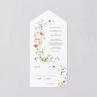 Delicate Wildflower All-in-One Wedding Invitations Peach Pink Signature Light Both Recipient and Return Addresses No