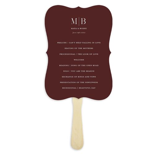 Monogram Portrait Fan Programs Burgundy Signature Bracket
