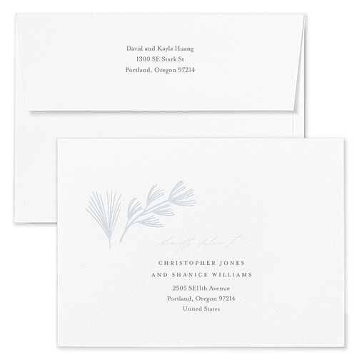 Our Merriest Year Holiday Card Envelopes Blue Pale Blue Both Recipient and Return Addresses Standard Signature