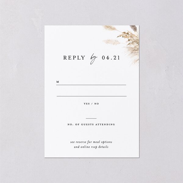 Simple Pampas Wedding Response Cards Pure White Signature Standard