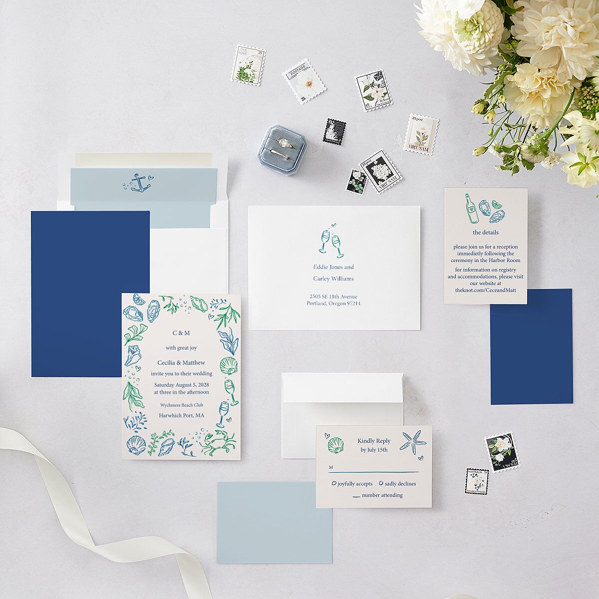Nautical Border Wedding Invitations — view 5