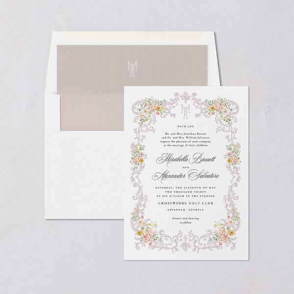 Elegant Floral Regency Envelope Liners Pink Cotton Standard