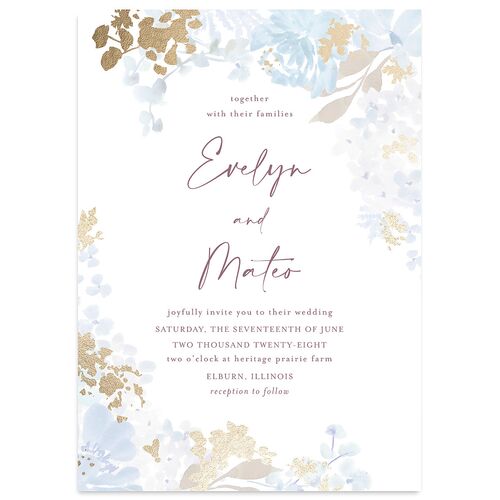 Hydrangea Garden Wedding Invitations Gold Slate Signature Blank No Standard