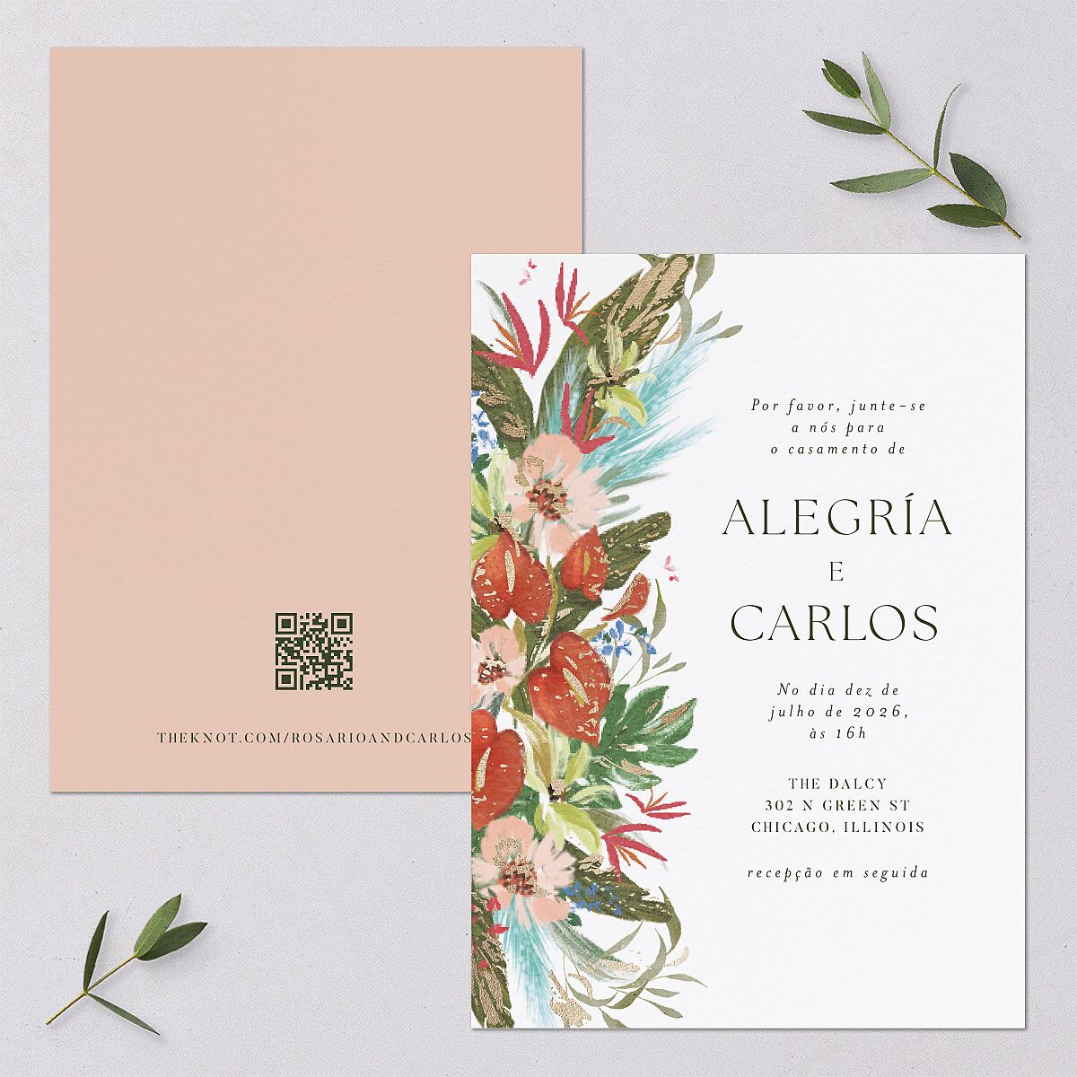 Flores Tropicais Wedding Invitations — view 1