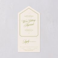 We're Getting Married All-in-One Wedding Invitations Deep Olive Signature Light Both Recipient and Return Addresses