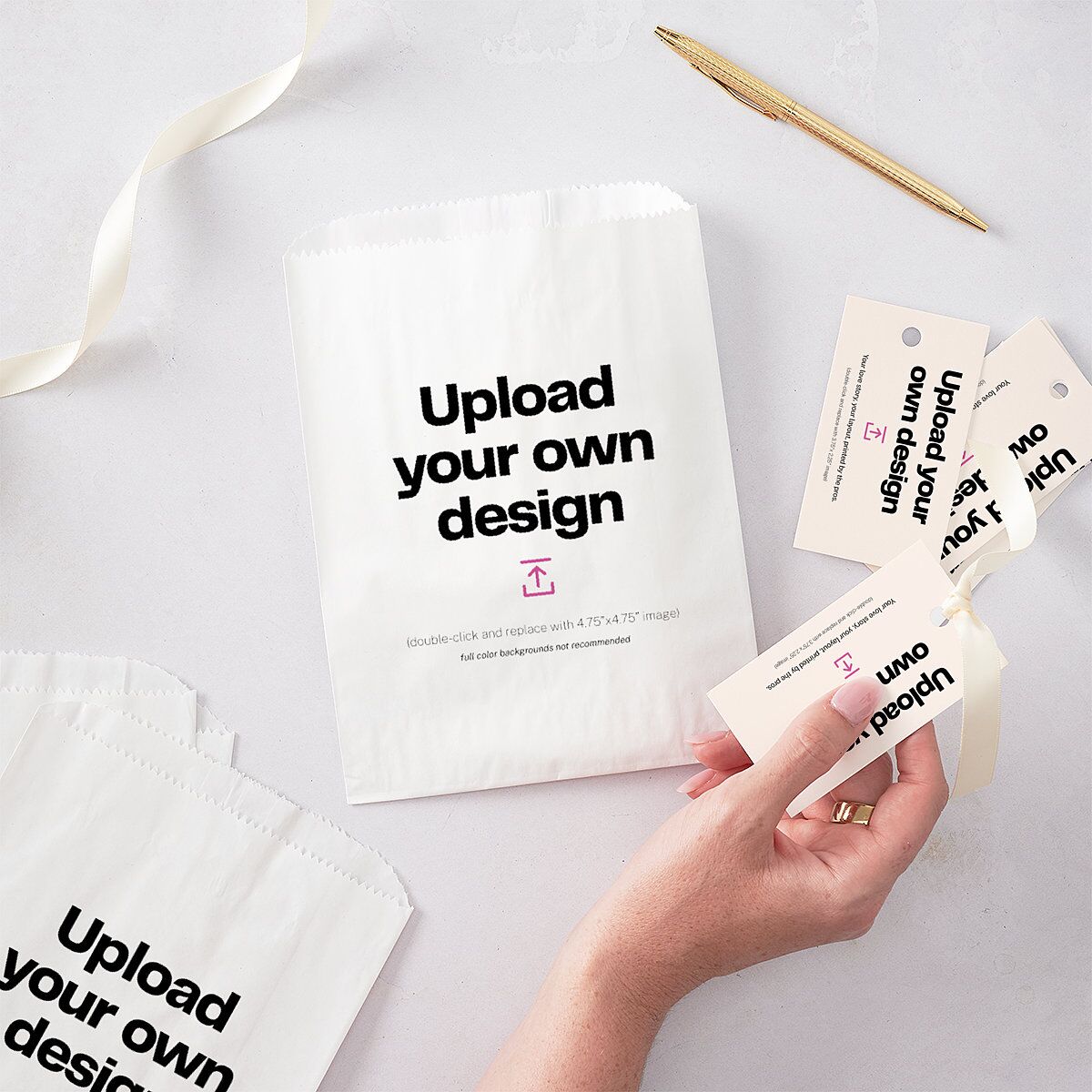 Upload Your Own Design Landscape Gift Tags Pure White Signature