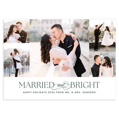 Married and Bright Wedding Gallery Holiday Cards Emerald Signature Blank Standard