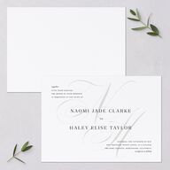 Elegant Monogram Wedding Invitations Pure White Signature Blank No Standard