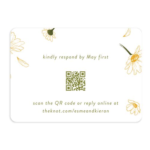Monogram Daisies QR Code RSVP Cards Olive Signature Rounded