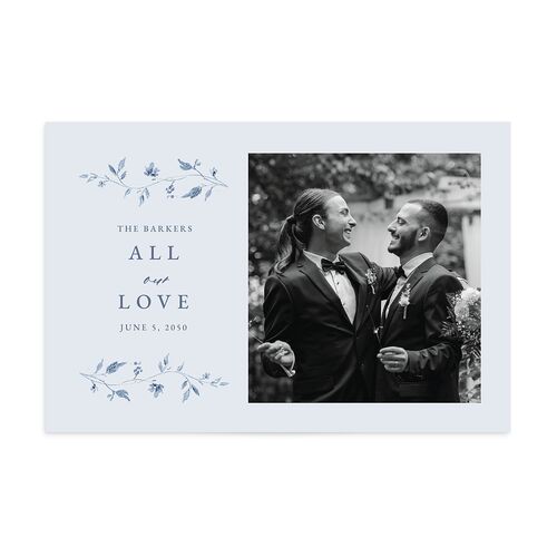 Timeless Floral Photo Thank You Postcards Dusty Blue
