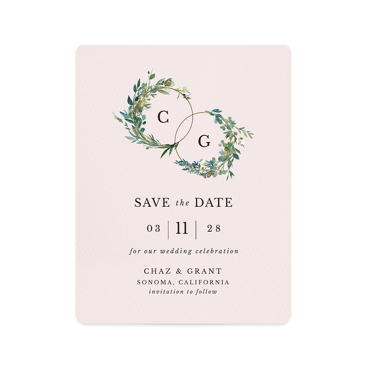 Leafy Hoops Save The Date Magnets