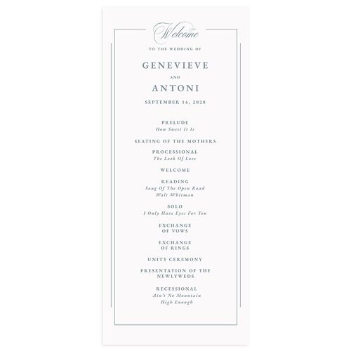 Elegant Photograph Wedding Programs Dusty Blue Signature