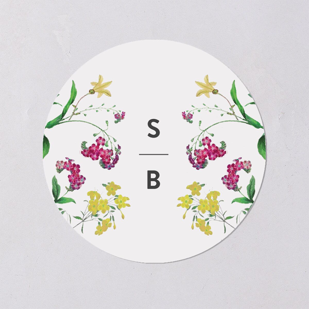 Enchanted Wildflower Wedding Stickers Sea Foam Circle