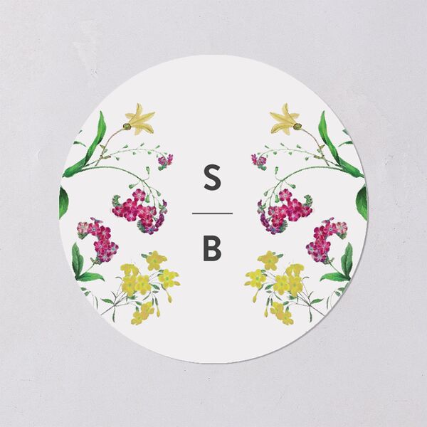 Enchanted Wildflower Wedding Stickers Sea Foam Circle