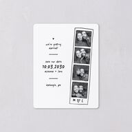 Hand Drawn Photo Strip Save The Date Magnets Pure White Magnet Paper