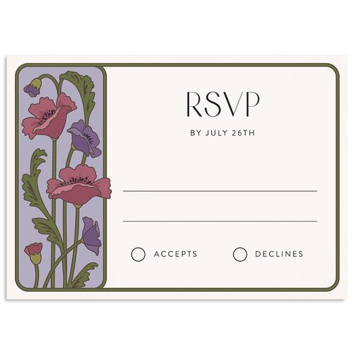 Vintage Nouveau Floral Wedding Response Cards Purple Haze Signature Standard