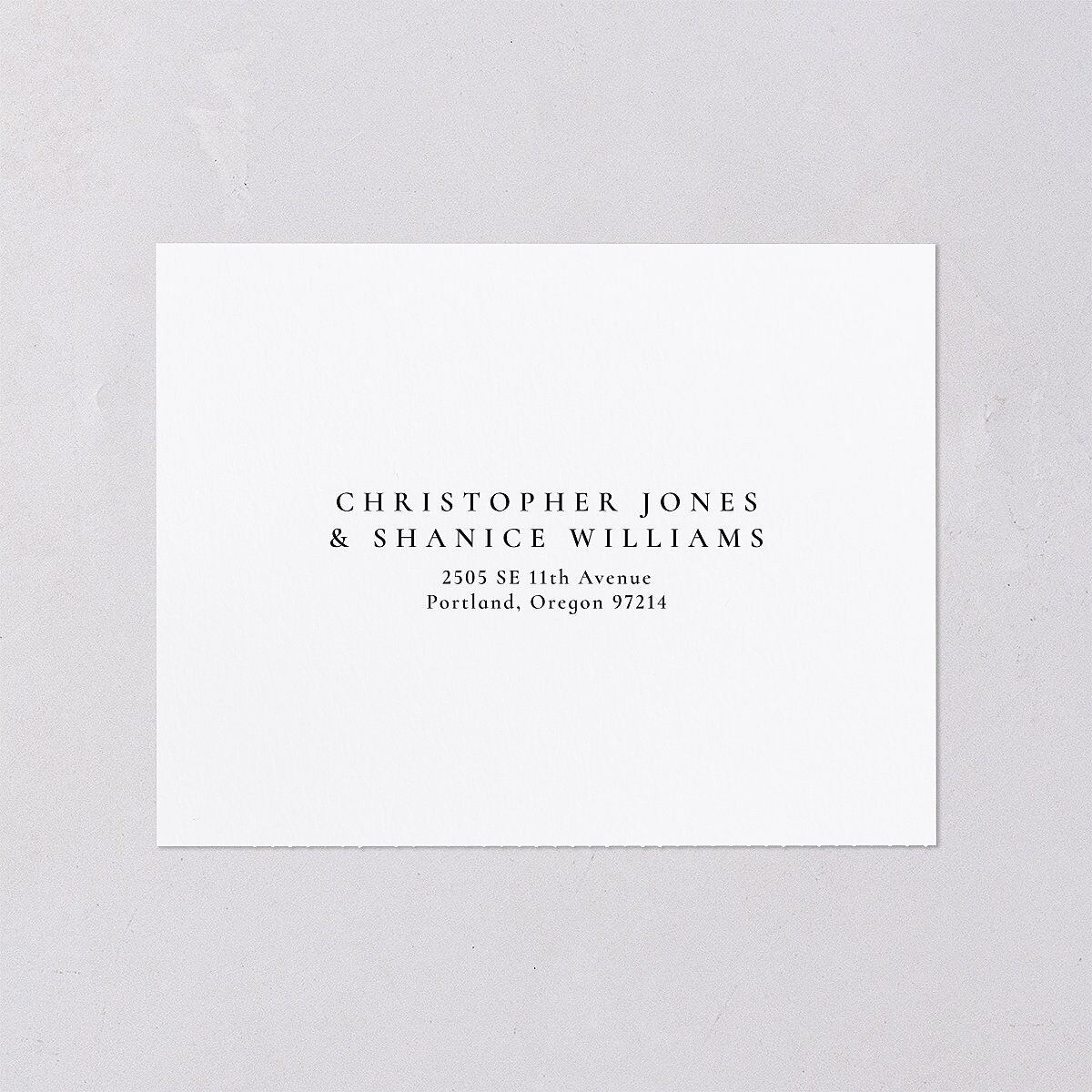 Editorial Monogram Photo All-in-One Wedding Invitations Pure White Signature Light Both Recipient and Return Addresses No