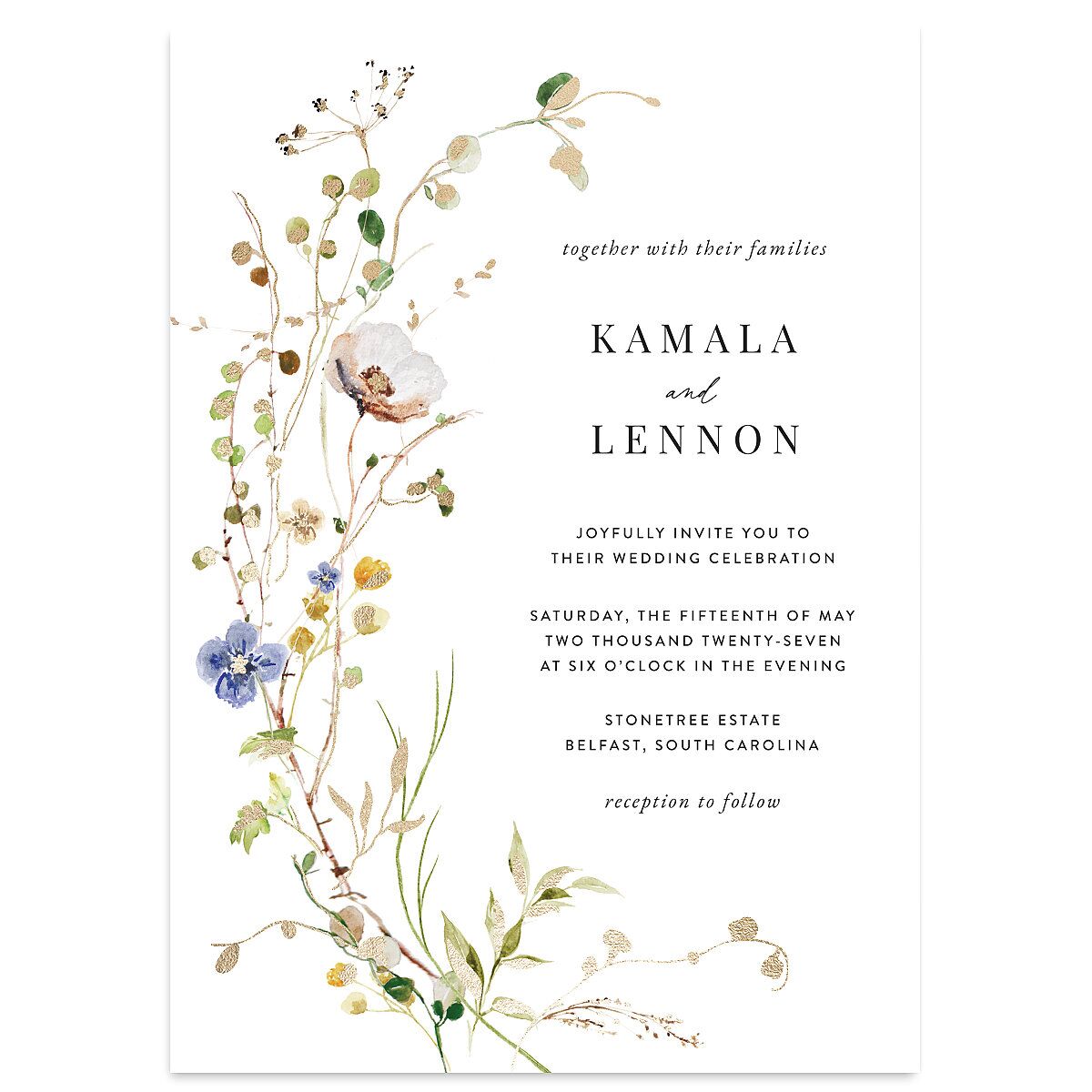 Glistening Wildflower Wedding Invitations