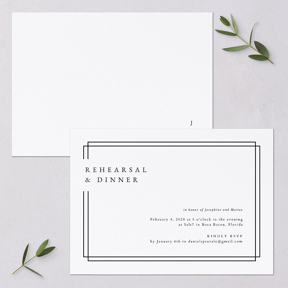 Double Frame Rehearsal Dinner Invitations — view 1