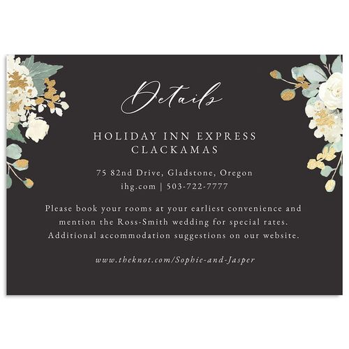 Gilded Hydrangea Wedding Event Detail Cards Gold Charcoal Signature Standard