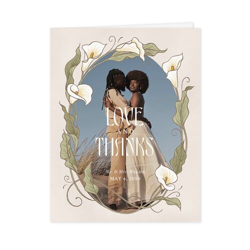 Calla Lily Nouveau Photo Thank You Cards Champagne