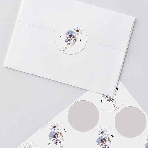 Pressed Flowers Wedding Stickers Regency Blue