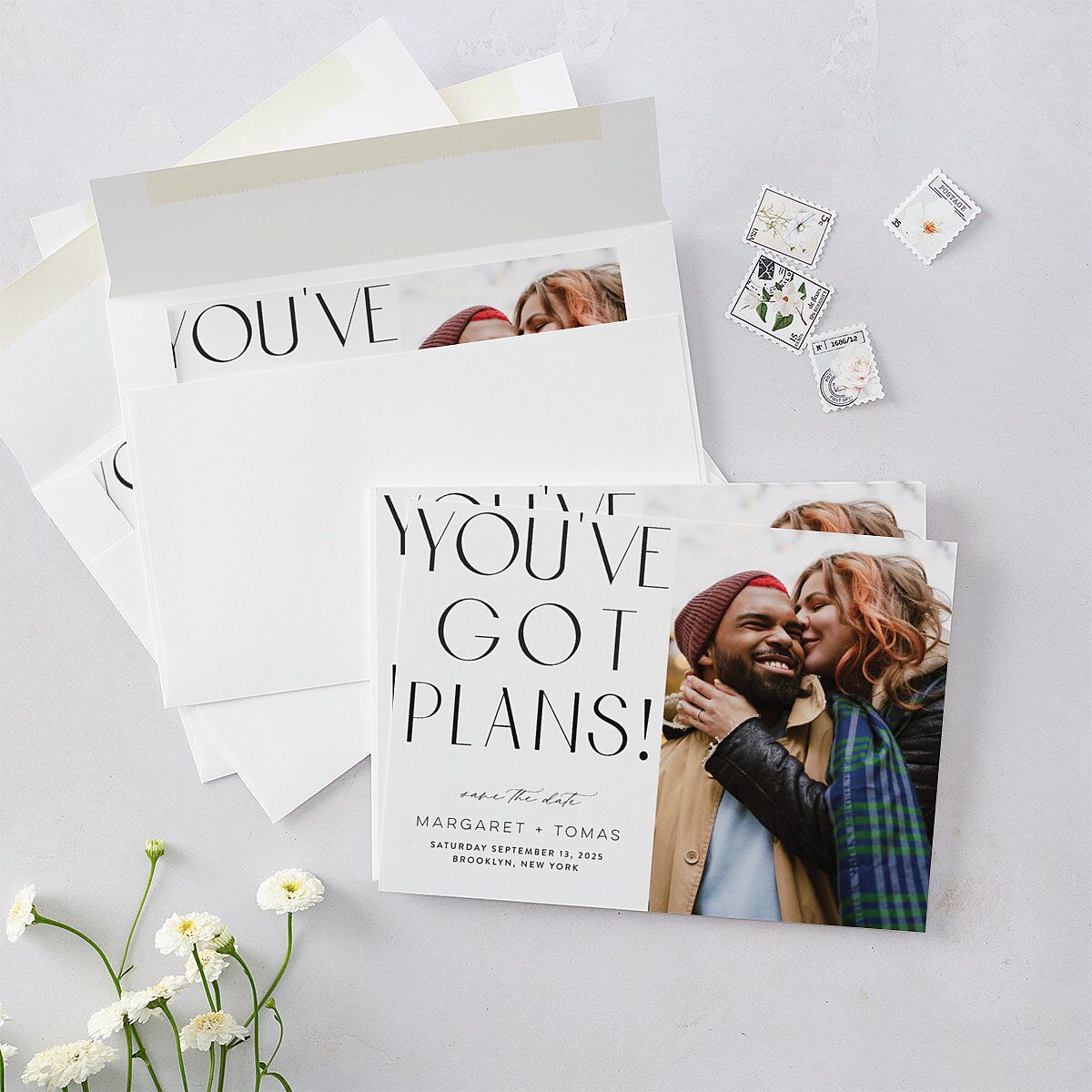 Real Talk Save The Date Cards Cotton Signature smooth Blank No