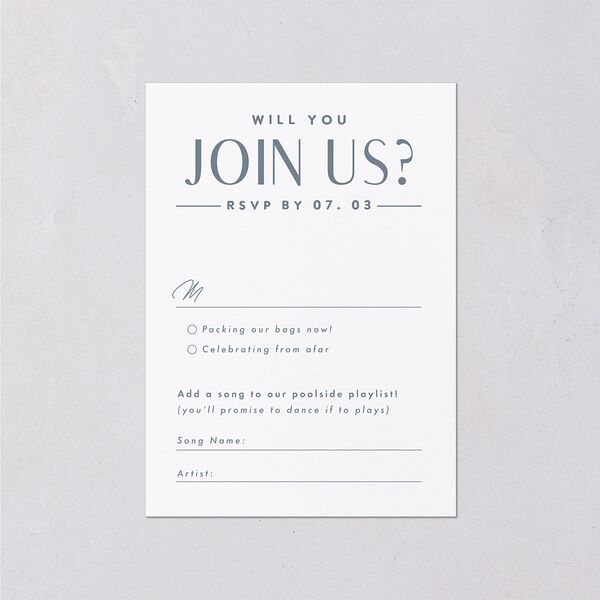 Destination Photo Poster Wedding Response Cards Dusty Blue Signature Standard