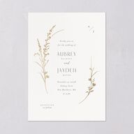 Minimal Wildflower Wedding Invitations Gold Off-White Signature Blank No Standard