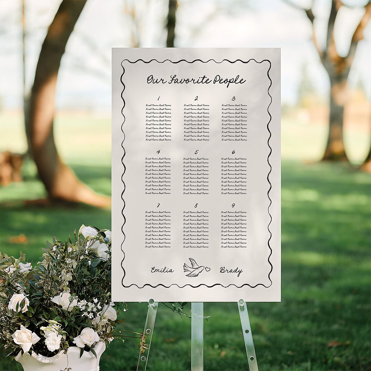 Vintage Lovebird Banner Standard Seating Chart Large Linen Standard Indoor Foam Core L Seating