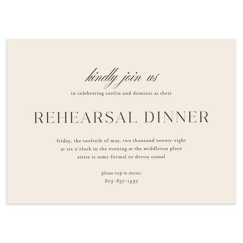 Classic Flourish Rehearsal Dinner Invitations Champagne Signature Blank Standard