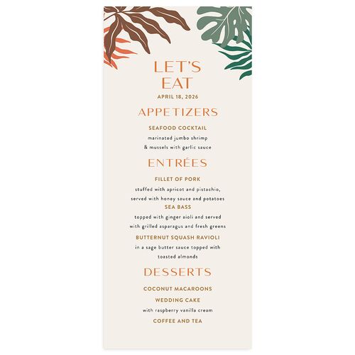 Impressionist Paradise Menus Cinnamon Signature