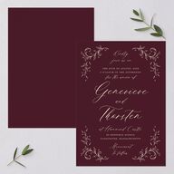 Dark Vintage Fantasy Wedding Invitations Merlot Signature Blank No Standard